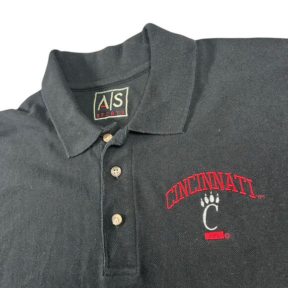 Vtg University Of Cincinnati Bearcats Polo Shirt Men’s XL Black AS Sports Y2K - Picture 3 of 9